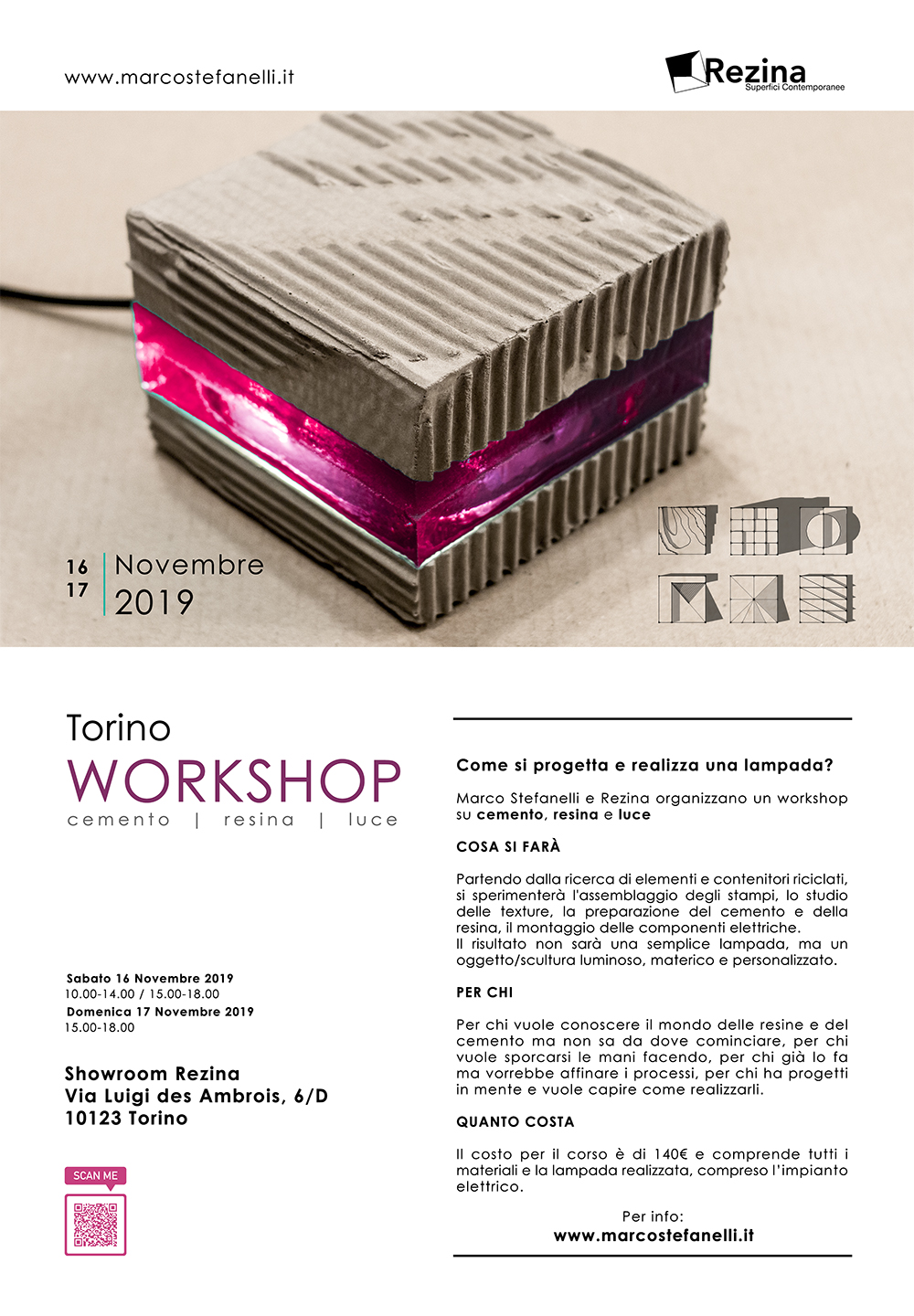 Workshop – Cemento, Resina, Luce