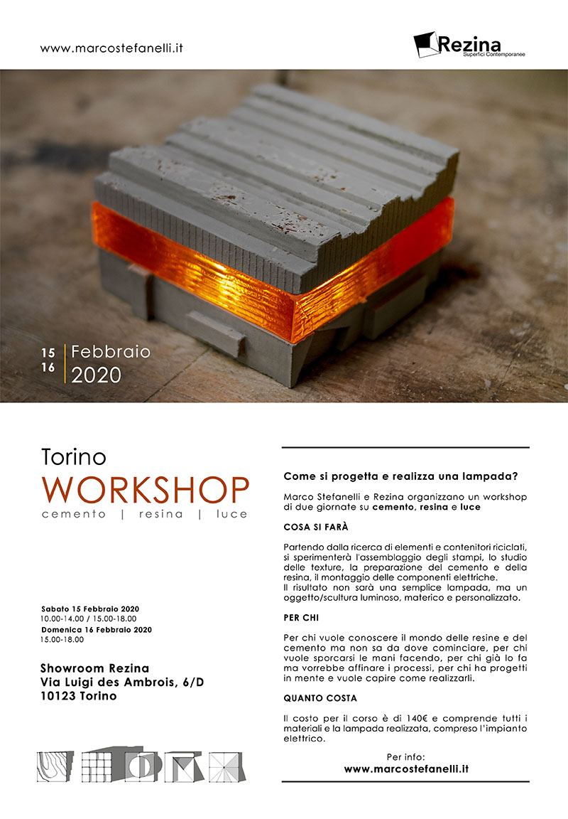 Workshop – Cemento, Resina, Luce