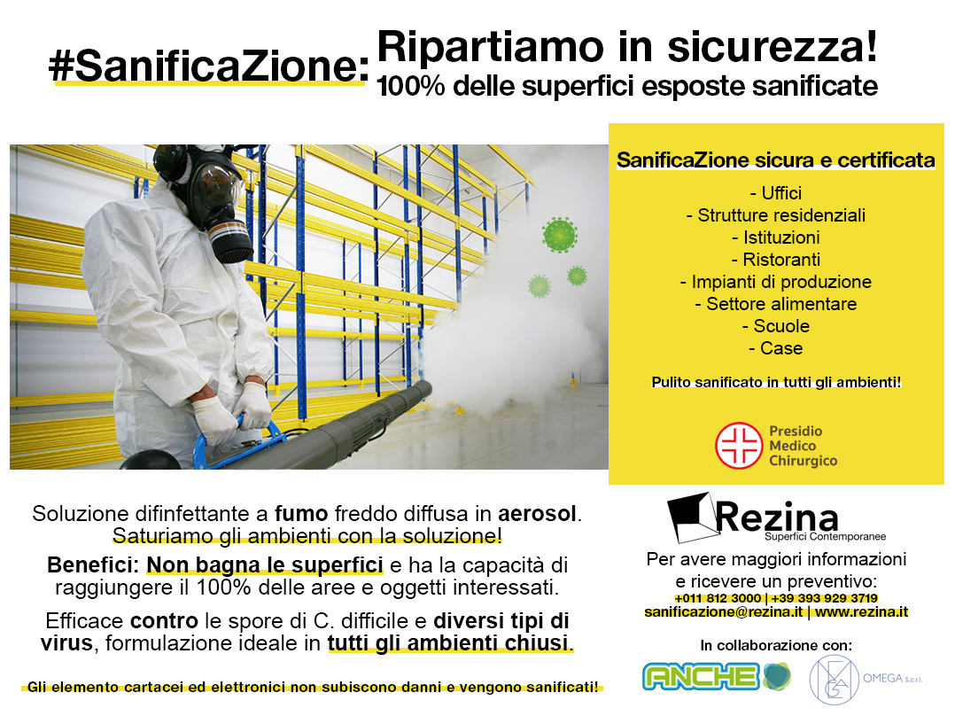 #sanificaZione: 100% delle superfici esposte al COVID19 sanificate